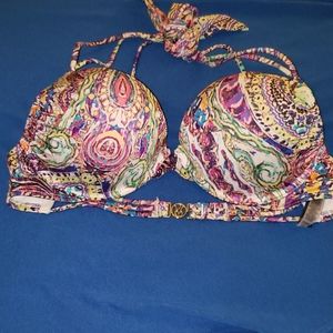Push-up bikini top beautiful multicolored print